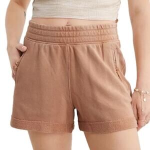 Aerie Lightweight Cotton Neutral High Waisted Chillax Fleece Short in Cappuccino
